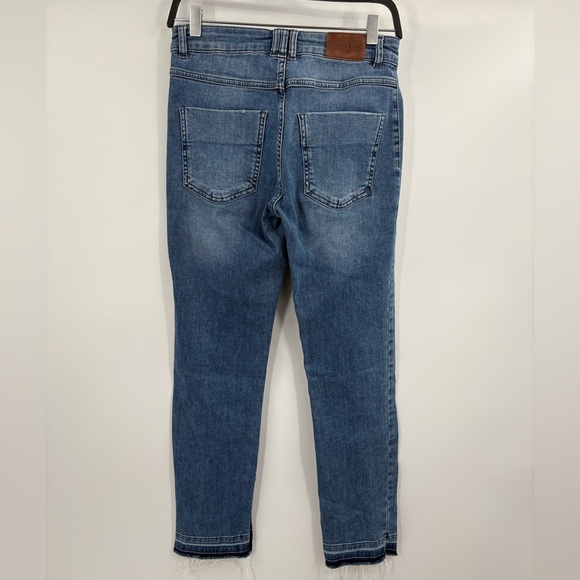 Anine Bing Front Pocket SplitHem Blue Mid Rise Straight Fray Ankle Jeans Size 28 - Picture 7 of 16